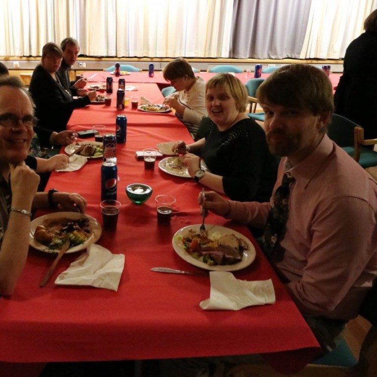 Hér eru stjórnarmenn Átaks, Óli, Kristán og Dagný á Jólafundinum