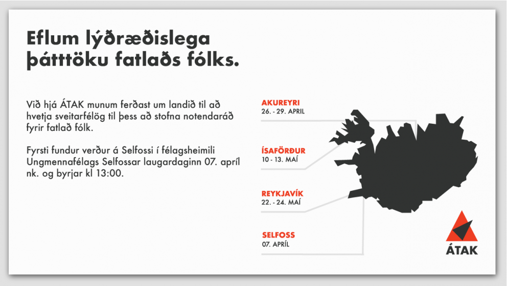 Kort af Íslandi sem sýnir hvar fundirnir verða haldnir.