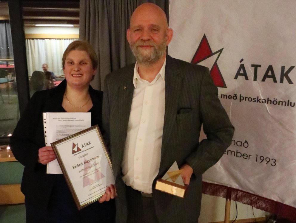 Aillen Svensdóttir formaður Átaks og Friðrik Sigurðsson