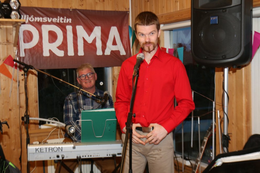 Kristján Karlsson var með uppistand í upphafi