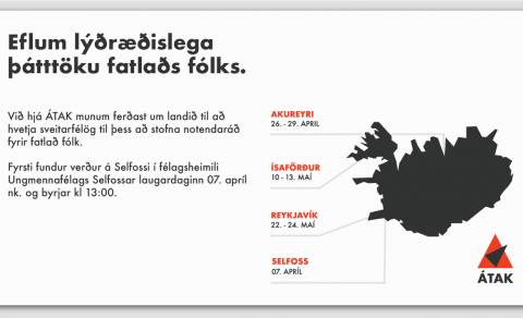 Kort af Íslandi sem sýnir hvar fundirnir verða haldnir.