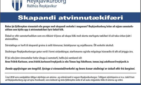Skapandi atvinnu-tækifæri hjá Reykjavíkurborg